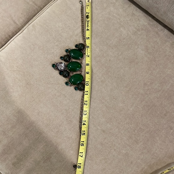 Loft Green Rhinestone Statement Necklace 15-18” - Picture 4 of 6